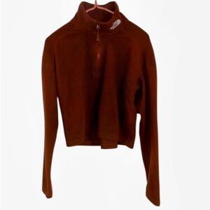 North Face Glacier cropped 1/4 zip fleece neck logo brown M top pullover sweater